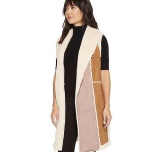 French Connection Faux Suede FauxFur Lined Vest XS